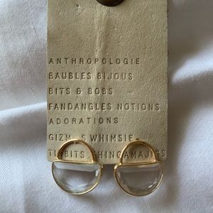 Anthro Crescent Post Back Glass & Metal Earrings